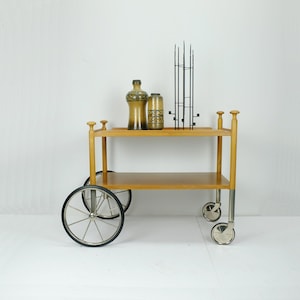 rare 1960s mid century TROLLEY serving cart wilhelm renz walnut metal image 1