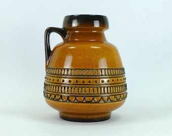 huge 1960's VASE jug model 88 35 amber and brown with black abstract pattern