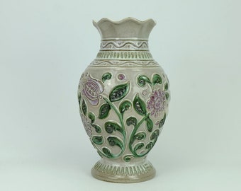 bay keramik mid century VASE with floral relief pattern model 62 30