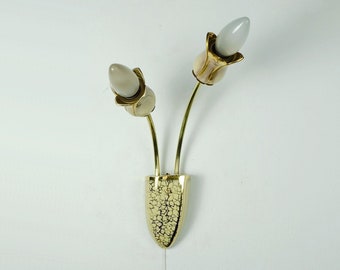 very beautiful and rare mid century 2-light ceramic and brass SCONCE 1950s