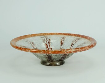 fantastic WMF art deco ikora glass BOWL karl wiedmann 1930s orange and dark red