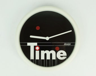 rare 1980s junghans youngline WALL CLOCK kitchen clock 'time' postmodern design memphis era