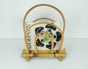 vintage 1950s 60s mid century magazine rack bamboo hawaii tiki style