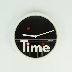 rare 1980s junghans youngline WALL CLOCK kitchen clock &#39;time&#39; postmodern design memphis era