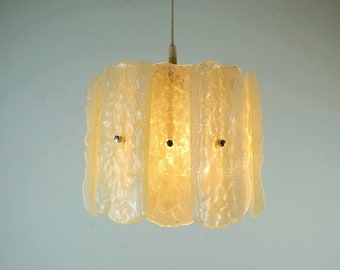 mid century PENDANT LIGHT with 12 acrylic discs like ice glass 1960s 1970s hanging lamp