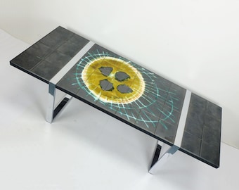 fantastic 1960s belarti COFFEETABLE with ceramic tile top and chrome base