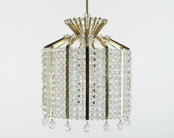 glamorous 1960s PENDANT LIGHT brass and acrylic hollywood regency style