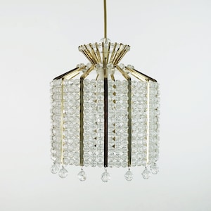 glamorous 1960s PENDANT LIGHT brass and acrylic hollywood regency style