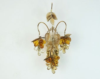 palwa mid century SCONCE 1970s crystal glass and gilt brass grapes and leaves