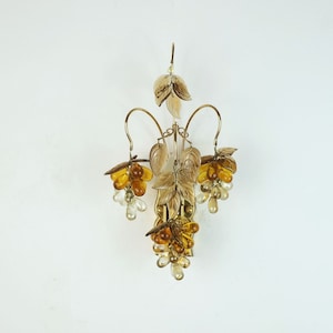 palwa mid century SCONCE 1970s crystal glass and gilt brass grapes and leaves