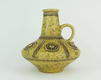 mid century VASE jasba model 1648 20 relief decor yellow and brown glaze 1960s 70s jug