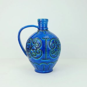large italian mid century italica ars jug VASE jug rimini blue glaze