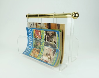 transparent lucite acrylic MAGAZINE RACK 1970s 1980s space age