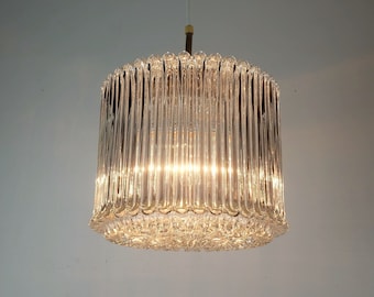 large limburg mid century bubble glass PENDANT LIGHT model P 911 a 1209 clear glass and chrome 1960s