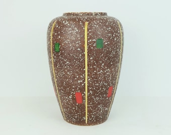 west german 1950s VASE scheurich model 239-30 drip glaze and colorful abstract decor mid century ceramics