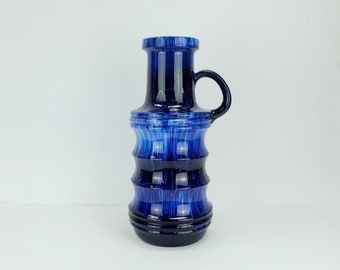 large scheurich mid century ceramic VASE floorvase drip glaze different shades of blue model 427-47