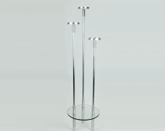 large 52" knut hesterberg CANDLE HOLDER candelabra stainless steel and glass 1970s