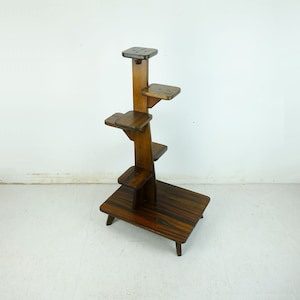 mid century PLANT STAND solid mahogany 1950s solid wood flower stand