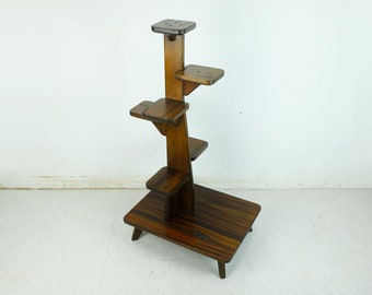 mid century PLANT STAND solid mahogany 1950s solid wood flower stand