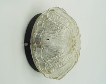 vintage 1970s mid century SCONCE or CEILING FIXTURE petal-shaped glass shade