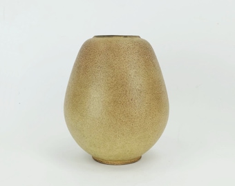 german studio pottery VASE rolf weber 60s/70s rough glaze yellow brown ochre