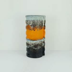 huge mid century ceramic VASE duemler & breiden model 24/50 decor polar orange gray black
