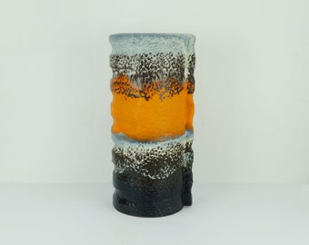 huge mid century ceramic VASE duemler & breiden model 24/50 decor polar orange gray black