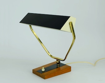 rare kaiser mid century DESK LAMP table lamp metal brass teakwood 1960s