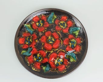 large vintage ruscha BOWL 70s wall plate flower decor fat lava glaze