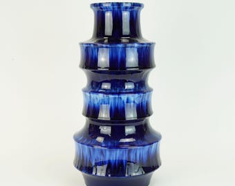 scheurich mid century ceramic VASE floorvase drip glaze different shades of blue model 267-38