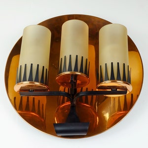 rare and outstanding mid century SCONCE wall lamp stilnovo era copper metal glass
