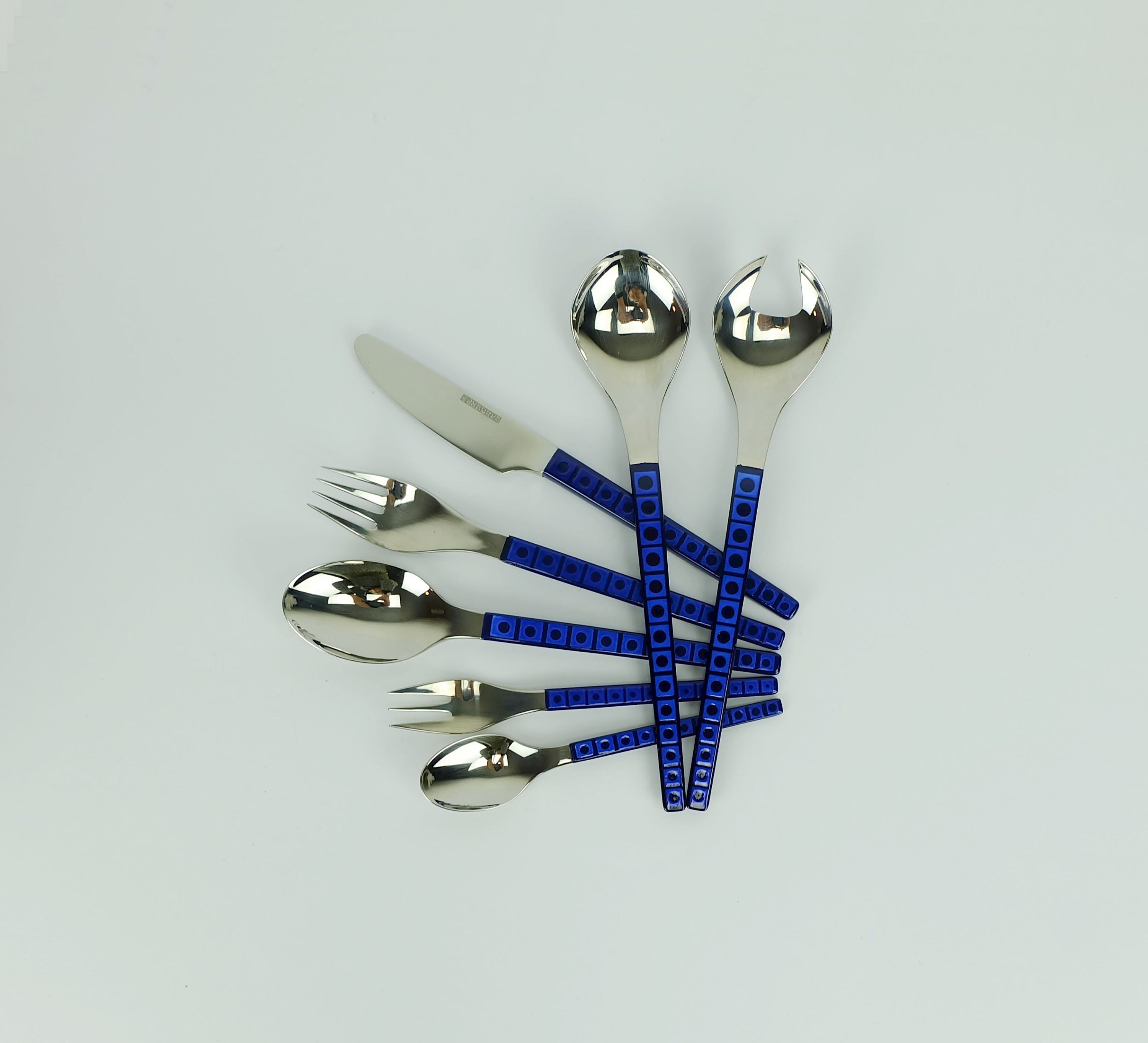 very rare justinus silit porcelain enamel CUTLERY SET for 6 persons 32