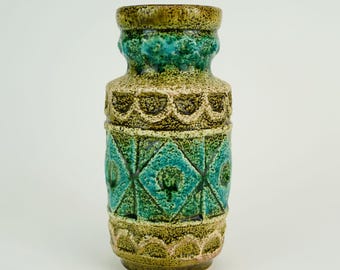 vintage WGP bay keramik VASE relief pattern shades of green and beige model 92 20