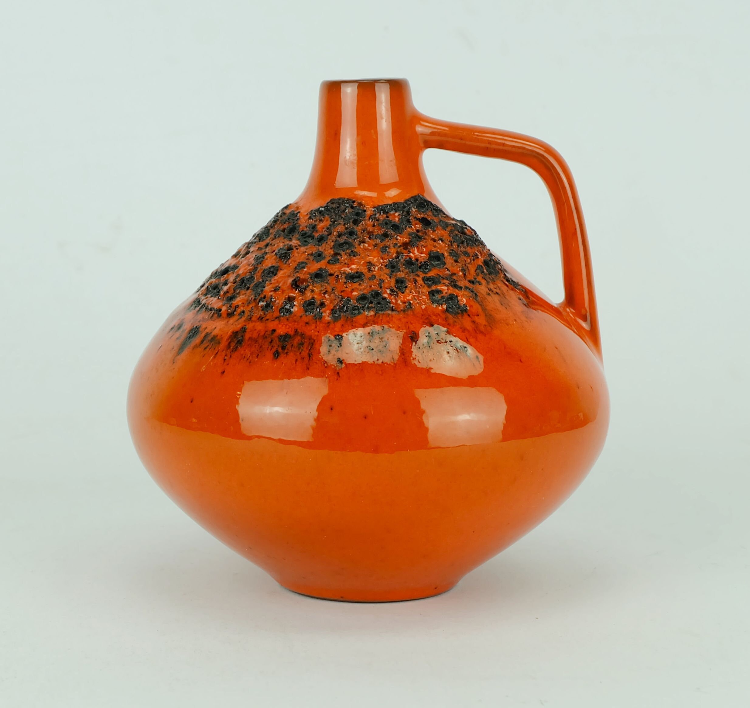 kreutz keramik fat lava VASE model 203 orange with black lava glaze