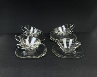 7 x TEA SET heinrich loeffelhardt 1950s jena glass schott & gen. mainz