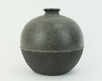 spherical mid century ceramic VASE puristic design fat lava glaze mix 60s 70s