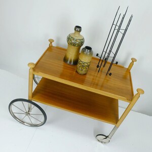 rare 1960s mid century TROLLEY serving cart wilhelm renz walnut metal image 3