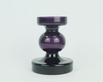 1970s CANDLEHOLDER purple crystal glass alfred taube germany bubble glass