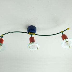 1980s 3-spot CEILING FIXTURE metal and lucite honsel memphis era