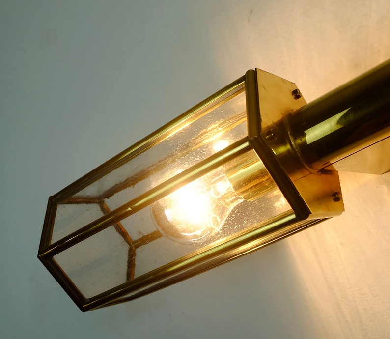 outstanding 1970s 80s SCONCE horizontal or vertical position bubble glass and brass image 4