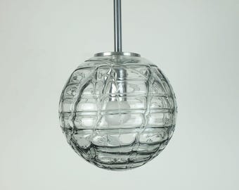 no. 2 of 2 - elegant mid century PENDANT LAMP doria-leuchten clear and smoke grey glass and metal 60s 70s hanging lamp