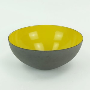 vintage danois moderne krenit bol herbert krenchel métal jaune émaillé torben orskov années 50