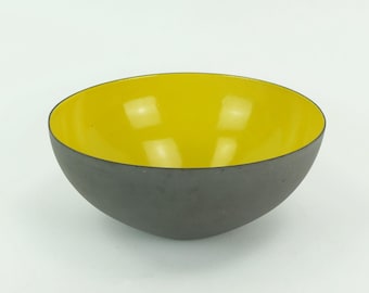 vintage danish modern krenit BOWL herbert krenchel yellow enamel torben orskov 1950s