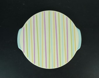 1950s CAKE PLATE grunstadt with stripe pattern in pastel colors