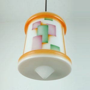 art déco glass PENDANT LIGHT airbrush spritzdekor 1920s 30s avantgarde design