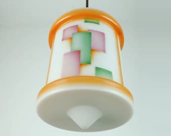 art déco glass PENDANT LIGHT airbrush spritzdekor 1920s 30s avantgarde design