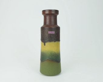 1960s 70s vintage scheurich VASE model 205-32 matte glaze shades of yellow and green and brown