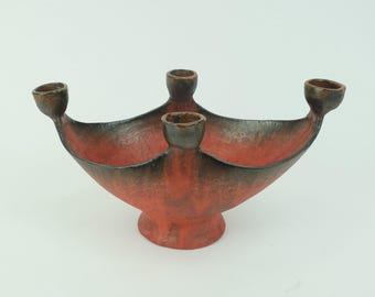 outstanding danish modern ceramic BOWL with candle holders conny walther denmark 1960s 70s danish studio pottery