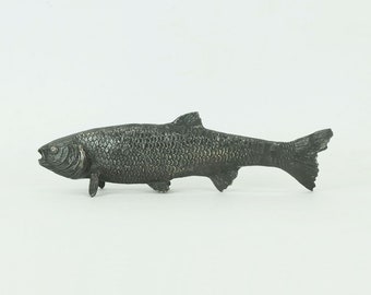 vintage FISH figurine fish figure decoration blackened brass