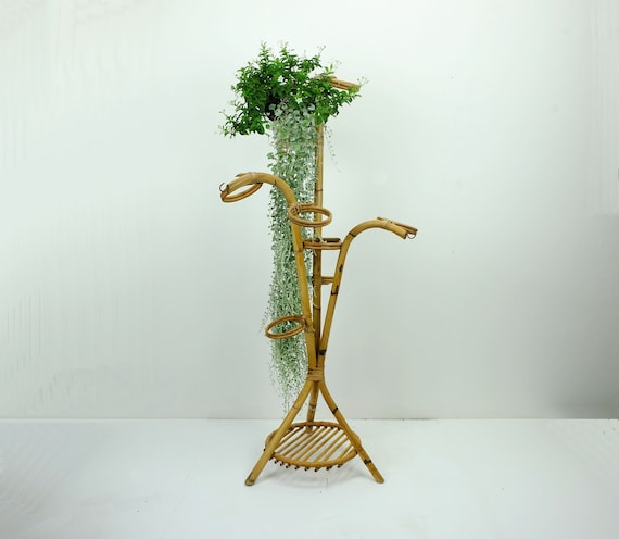 Large Mid Century PLANT STAND Bamboo Rattan 1950s Hawaii Tiki Era - Etsy  Denmark